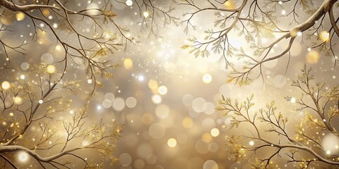 Wall Mural - Muted golds and silvers background with tree branches and diffused light