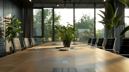Poster - Epic shot of a business conference room filled with professionals, featuring a plain background and ample copy space