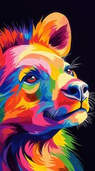 Poster - Colorful Abstract Wild Dog Portrait.