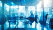 © Christopher - Businessperson in a blue lit conference room, modern office setting, copy space, portrait shot