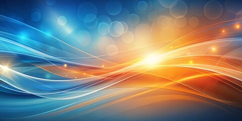 Wall Mural - Abstract wallpaper with a blend of blue and orange hues and gentle light effects
