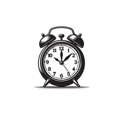 Alarm clock vector design. Alarm clock silhouette. Alarm clock illustration black and white.