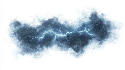 Lightning strike clipart, element, 3D illustration, realistic, isolated on white background