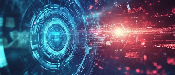 digital technology and cyber security concept for selling quantum computing hardware on plain background