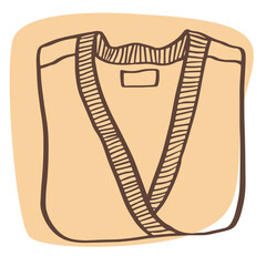 hand drawn illustration of a light brown sweater with a V-neckline and a knit pattern trim. doodle style. cozy, casual attire illustration for fashion sale poster, store banner designs.