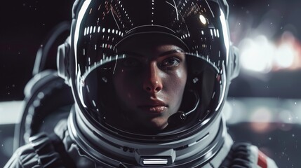 Portrait of a Futuristic Spaceman in space exploration gear AI generated image