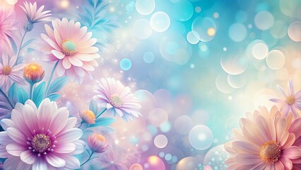 Wall Mural - Abstract pastel flower background with gradients and bokeh elements