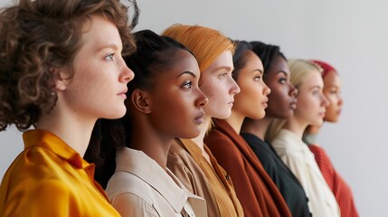 Diverse Female Activists in Plain Background, Group Portrait Shot, Illustration Style, Diversity Concept, Female Activists, Group