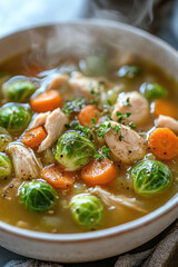 Poster - Brussels sprouts soup with chicken . AI generative,