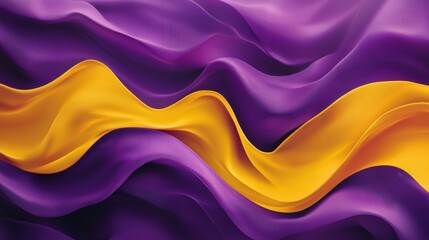 Wall Mural - Flowing purple and yellow fabric waves, abstract