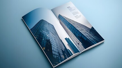 Wall Mural - Opened Magazine Featuring Skyscrapers in Cityscape