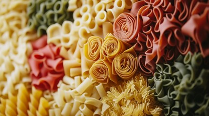 An Assortment of Colorful Raw Pasta