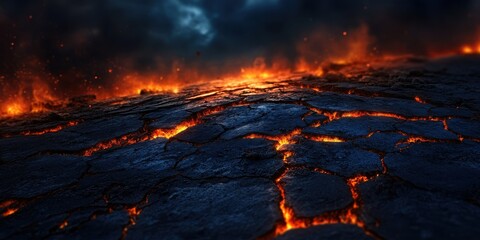 Cracked earth shimmering lights bending dimensions