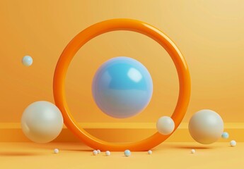 Wall Mural - a 3d render of a sphere in an orange ring. ai.