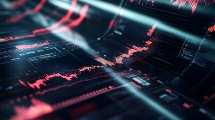 Poster - Digital financial dashboard with market trading graph,chart,and data visualization. Abstract background with technology,network,and information exchange for investment and business analysis.