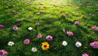 Wall Mural - Green Dreams: A Top-Down View of Nature’s Floral Paradise