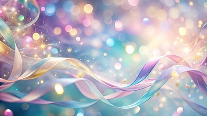 Wall Mural - Abstract ethereal wallpaper with flowing pastel ribbons and shimmering lights