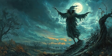 Wall Mural - Scarecrow spinning moon twisted path 