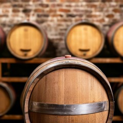 Wall Mural - Red wine aging under unique terroir conditions, shown in a rustic cellar, Wine Red Terroir, Craftsmanship in Wine Making