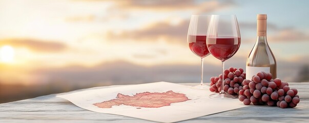 Wall Mural - Terroir guide for wine lovers, artistic map with red wines, 3D illustration