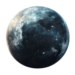 Wall Mural - a planet with a smooth, glass-like surface reflecting the stars, isolated on white background.