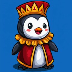 Poster - Cute Cartoon Penguin Wearing a Crown and Robe