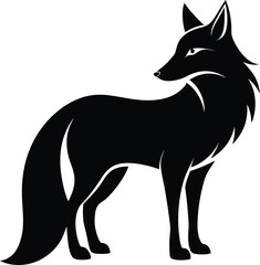 Wall Mural - black fox vector illustration silhouette, Print