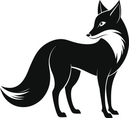 Poster - black fox vector illustration silhouette, Print