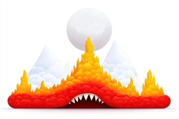 Poster - Abstract Landscape with Fire and Teeth