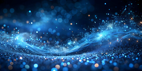Canvas Print - celestial blue sparkle: a mesmerizing expanse of blue glitter shimmers with ethereal light trails, e