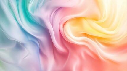 Beautiful swirling rainbow-colored waves blending into a soft pastel background, creating a dynamic and visually stunning effect