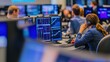 © wicha - dynamic scene of a stock trading floor with traders working at their desks.