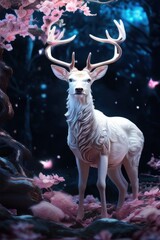 the AI Image Generator, Digital painting of a deer in the night forest