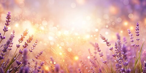 Wall Mural - Peaceful summer background with lavender and peach shades and glittering textures perfect for a tranquil and dreamy design
