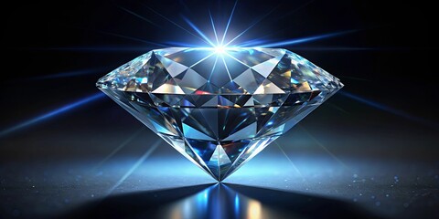 Shiny diamond on dark background