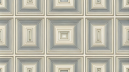 Poster - Nested Squares Abstract Pattern: A captivating abstract background with an endless pattern of squares within squares in shades of beige and gray. The design creates a sense of depth and perspective, m