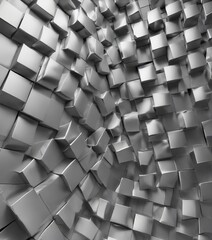 Poster - a 3D of a geometric pattern composed of numerous cubes arranged in a repeating pattern, creating a visually striking and abstract design.