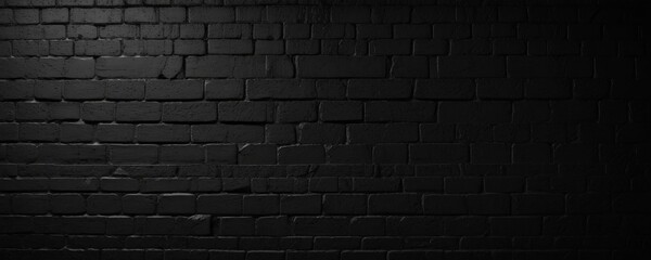 Aufkleber - A dark, textured brick wall with a uniform pattern of rectangular bricks, creating a sense of depth and texture.