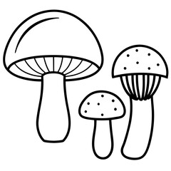 Wall Mural - mushroom items outline coloring book page line art drawing