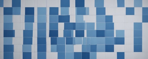 Poster - a grid of blue and white squares, with the blue squares being slightly darker than the white ones, creating a visually interesting pattern.