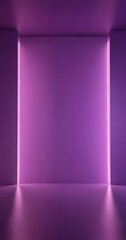 Fototapete - A purple-lit room with a minimalist design, featuring a large rectangular wall and a curved wall on either side, creating a sense of depth and space.