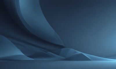 Leinwandbilder - The image presents a dark blue abstract background with a curved, flowing design that resembles a wave or a wave-like shape. The image is in a 3D style, giving it a sense of