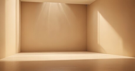 Aufkleber - A minimalist room with a clean, light beige color scheme, featuring a large window on the left wall that allows natural light to flood the space, creating a serene and