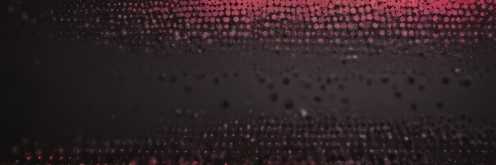 Leinwandbilder - a dark background with a pattern of small, circular dots in various shades of pink and red, creating a sense of depth and movement.