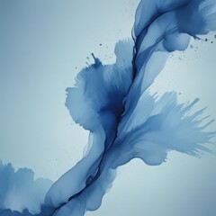 Poster - a blue abstract art piece with splashes of color and a sense of movement, set against a light blue background.