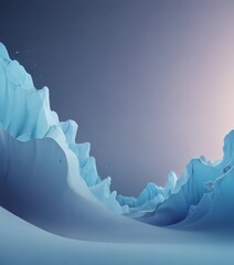 Poster - a serene, snow-covered landscape with towering, jagged ice formations against a deep blue sky.
