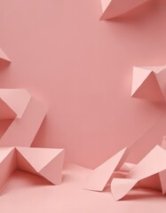 Aufkleber - a pink background with geometric shapes, including triangles and rectangles, arranged in a visually striking composition.