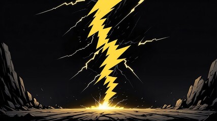 Wall Mural - comic art style yellow lightning flashing in for background