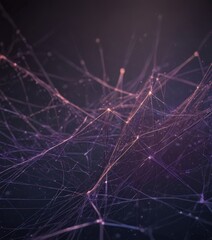 Poster - The image is a digital art piece featuring a complex network of interconnected lines and dots, creating a sense of depth and dimensionality. The lines and dots are arranged in