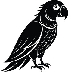 Wall Mural - black parrot vector illustration silhouette, Print